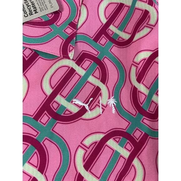 PUMA X PALM TREE CREW Button Up Golf Pink Shirt Men’s Medium - Picture 7 of 10